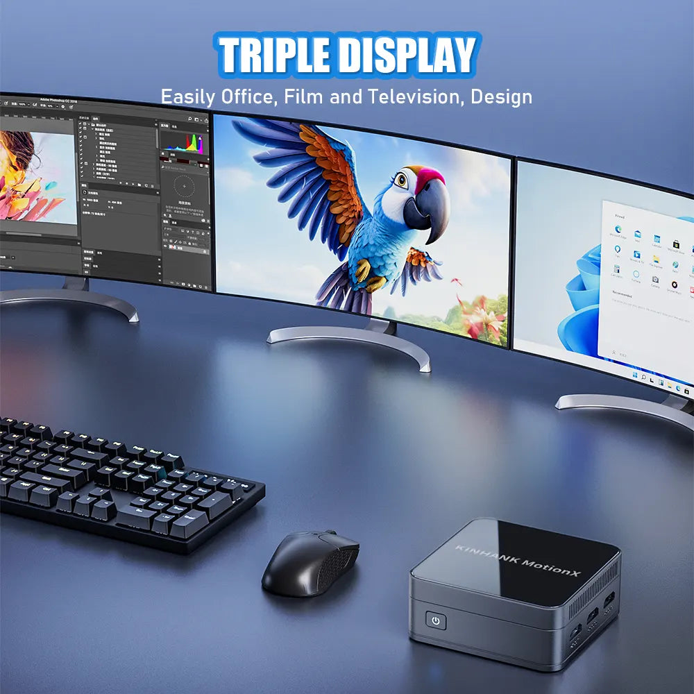 Kin Play Mini Computer Kinhank MotionX KN101 Mini PC,16GB DDR5 RAM 512GB M.2 SSD, 4K UHD Trip