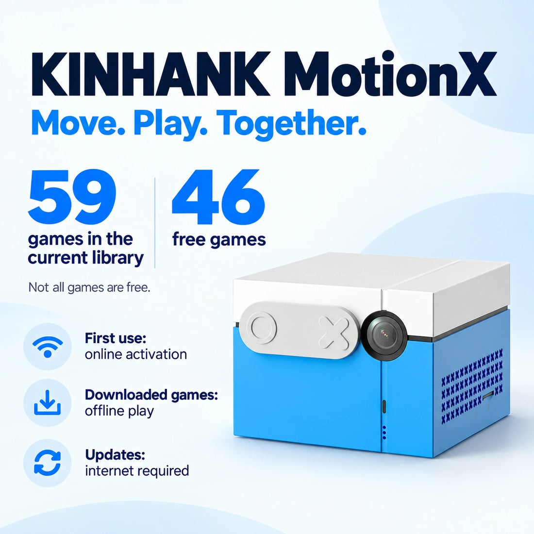 KINHANK MotionX blue and white camera-based TV motion gaming console